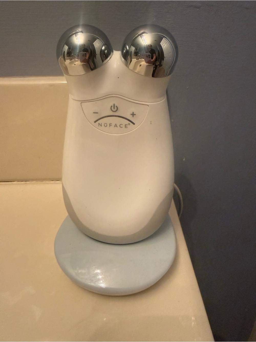 NuFace White Facial Toning Device with Chrome Spheres